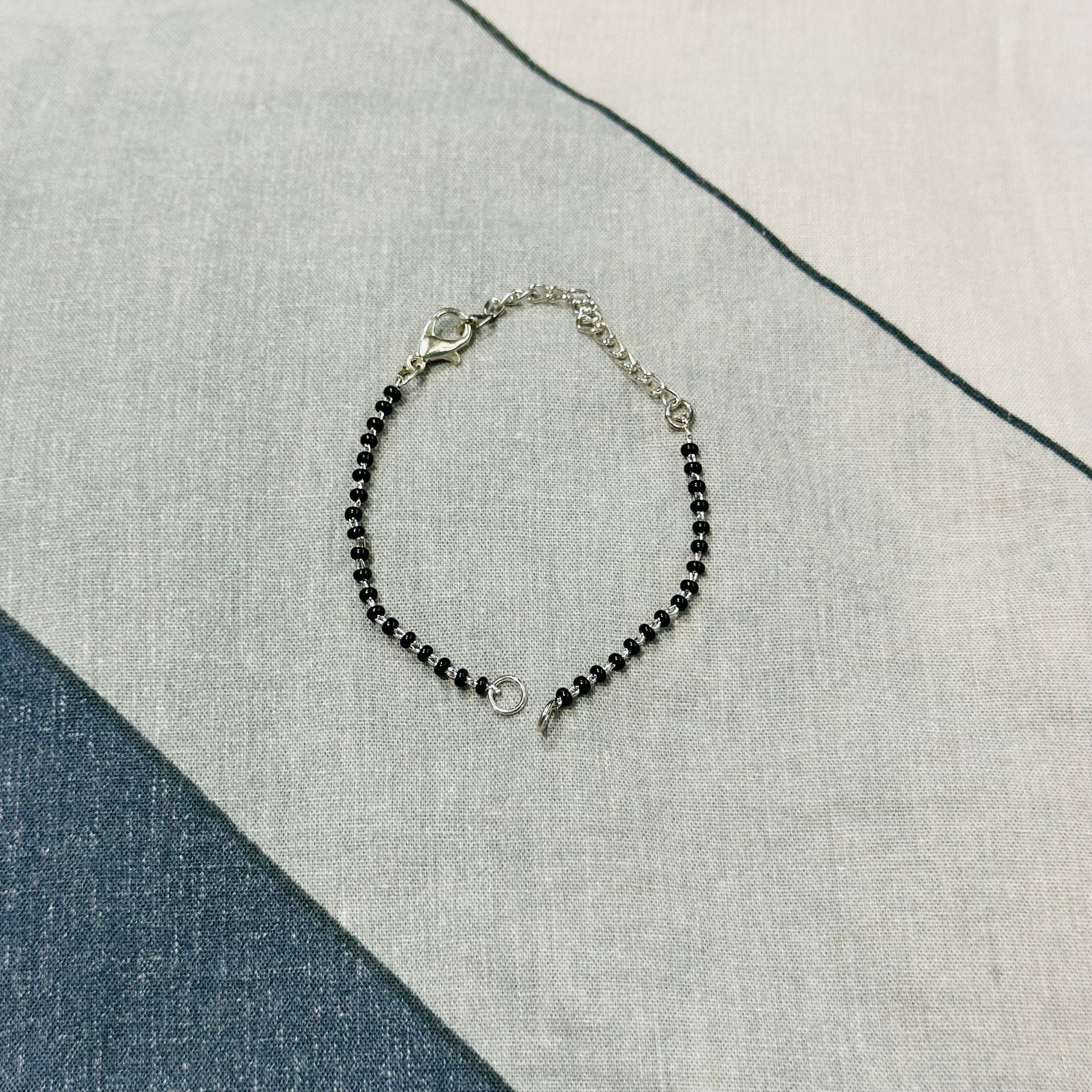 Black Beads Rakhi Bracelet Chain