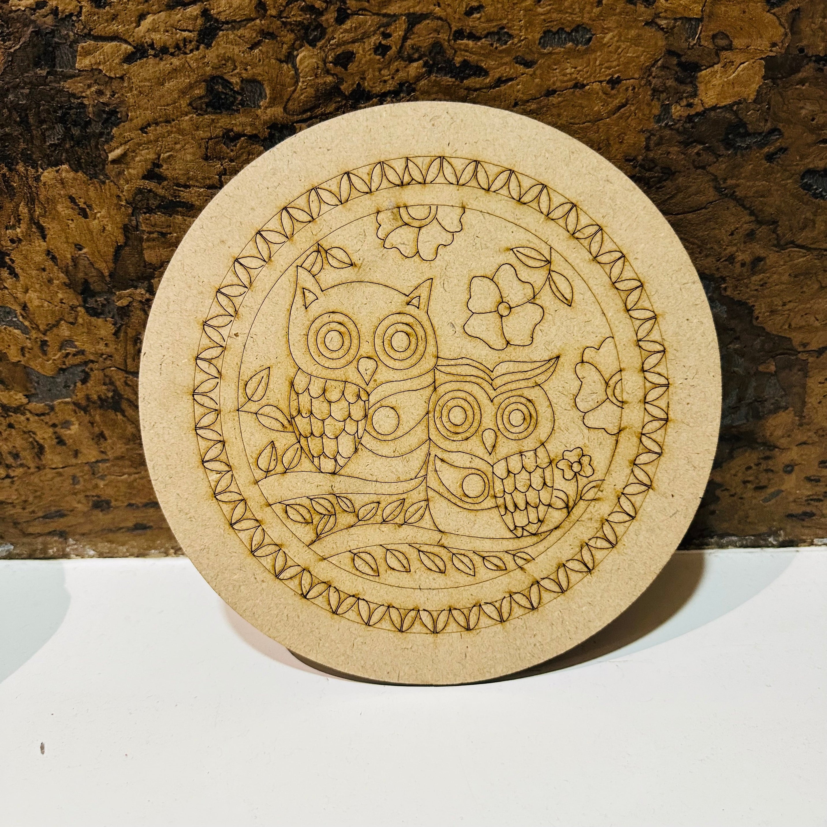 8" Round Owl Frame MDF