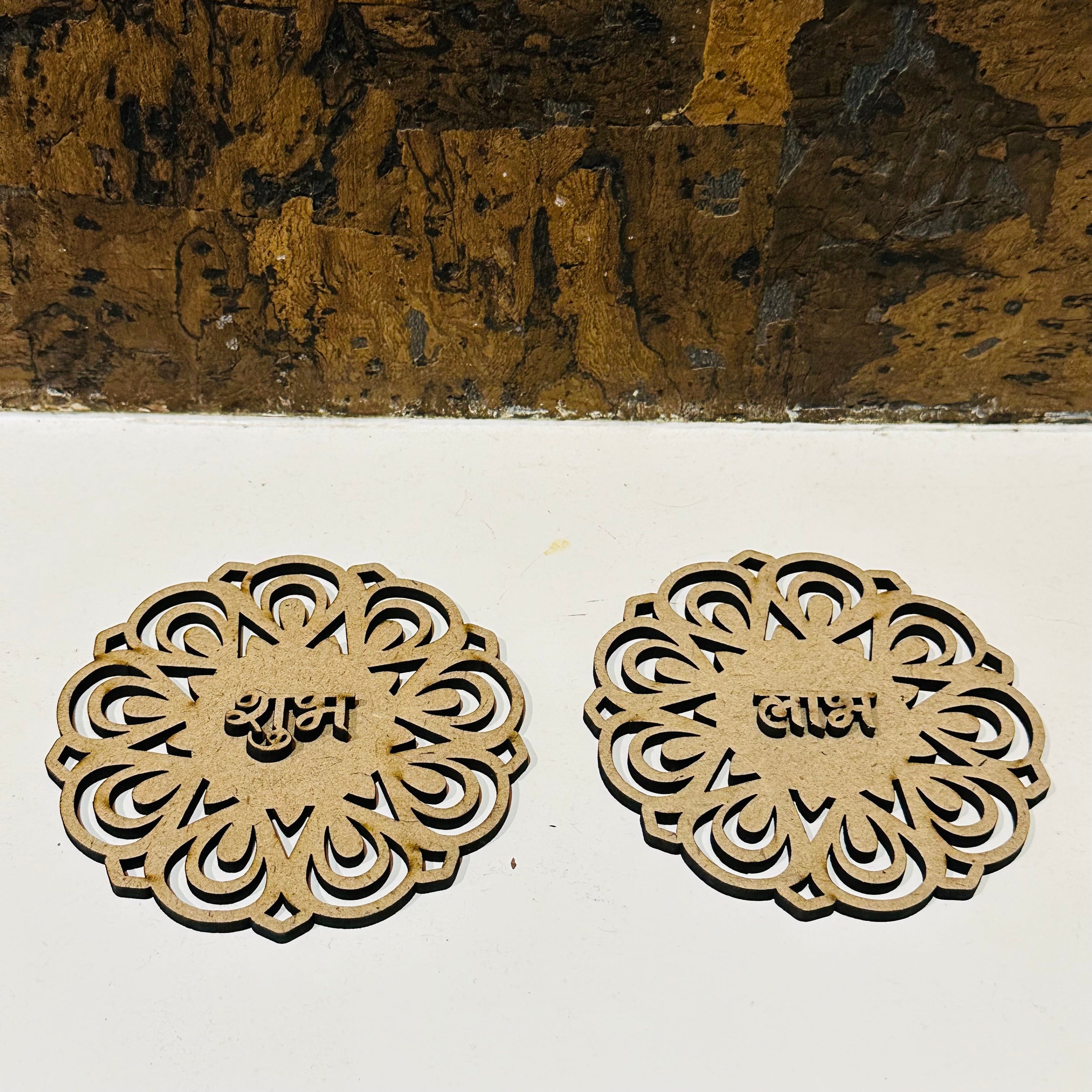 4" Shubh Labh Small Flower Design A MDF