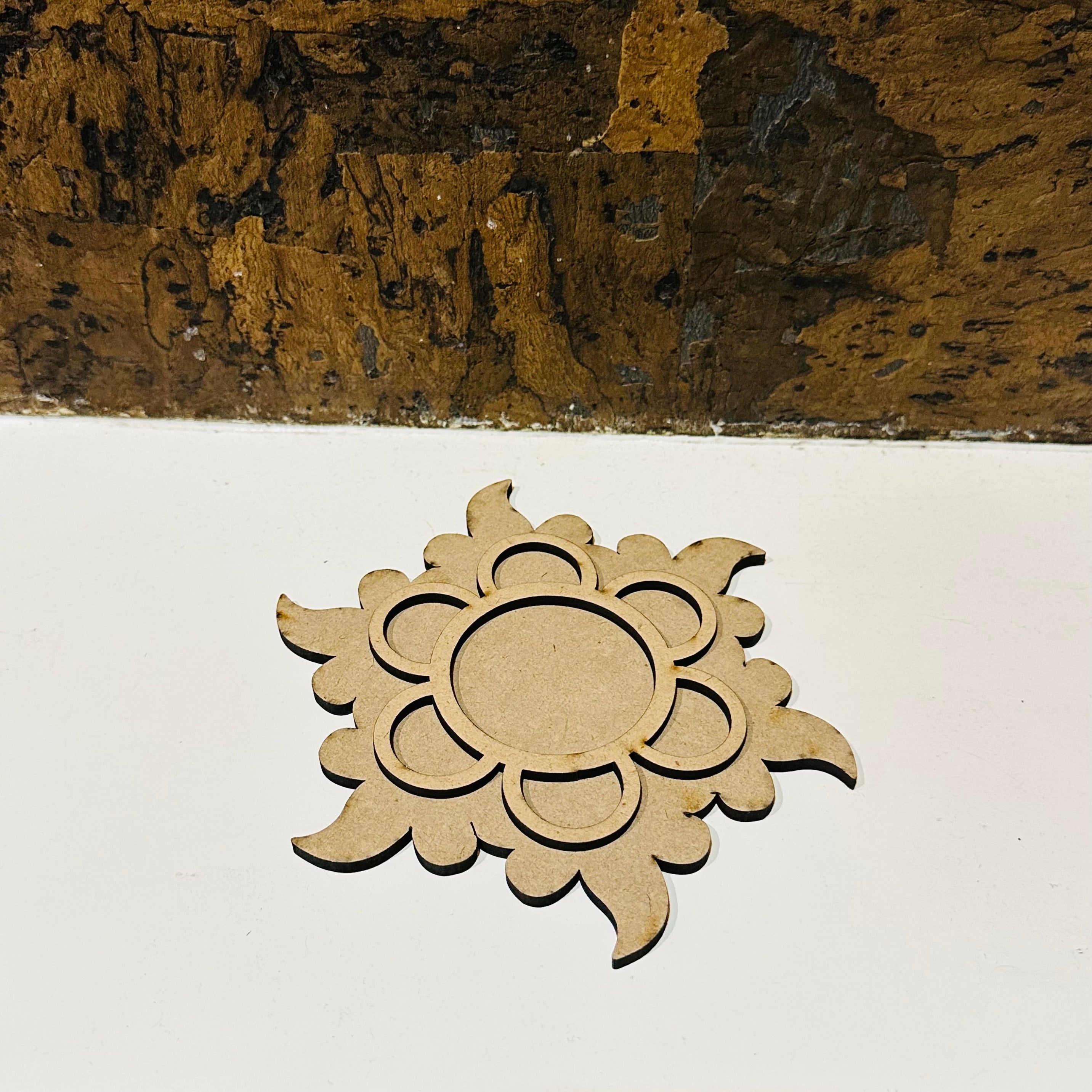 6" T-Light Holder Big Flower MDF