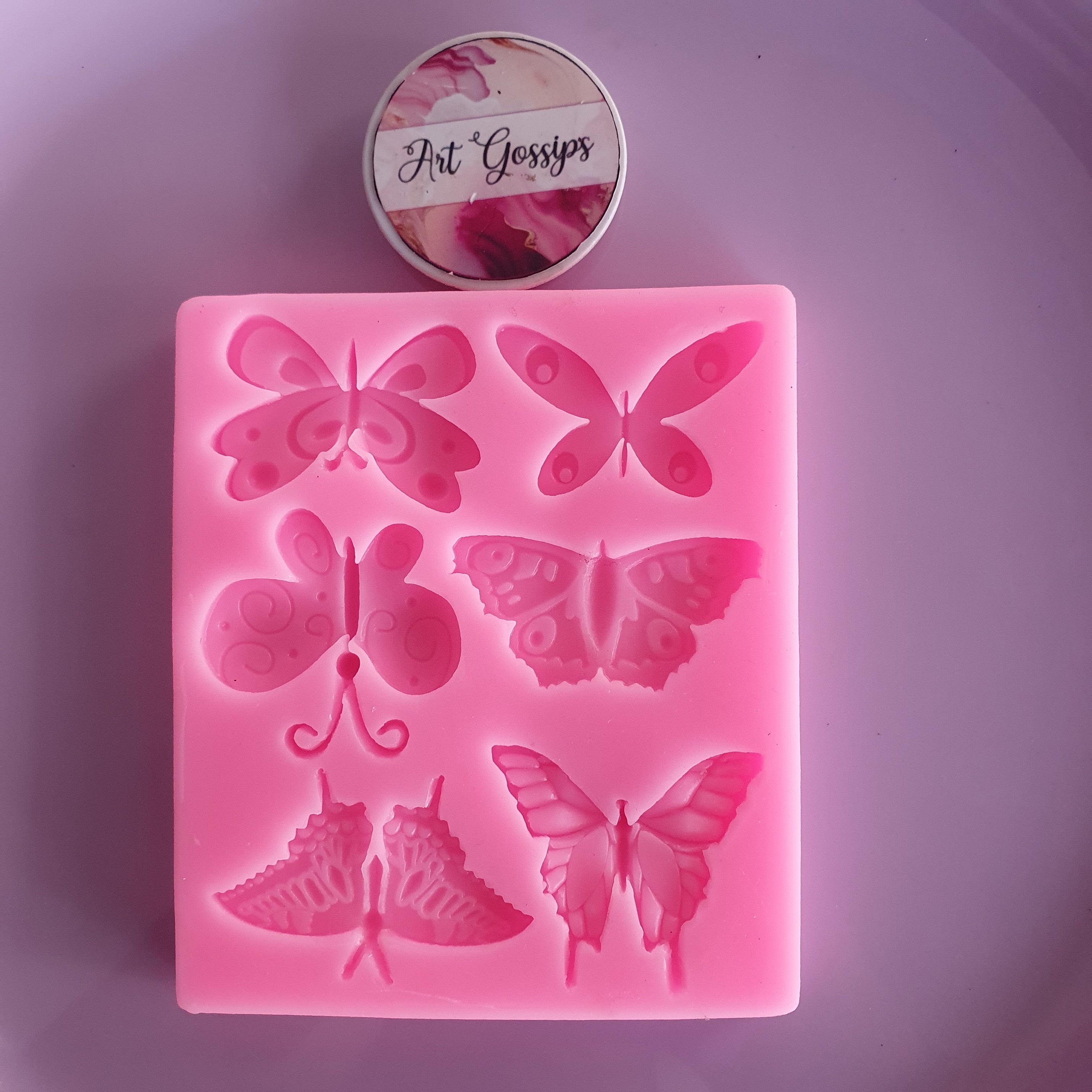 6 cavity butterfly pink muold
