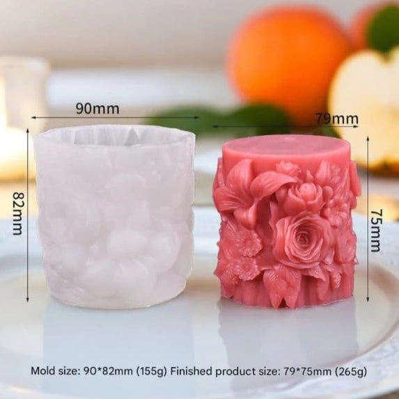 Rose pillar succulent  flower candle mould-2