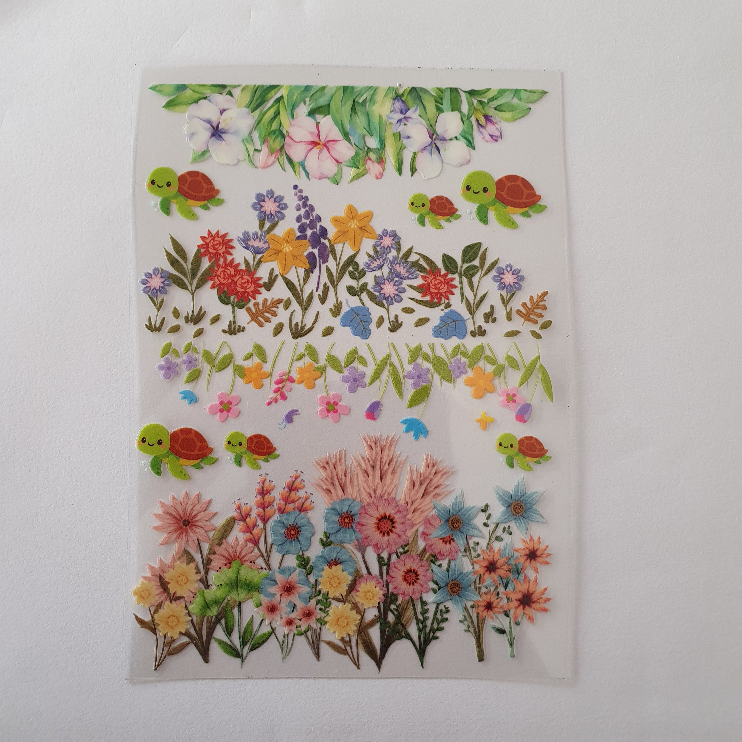 floral and turtle Dtf Stickers