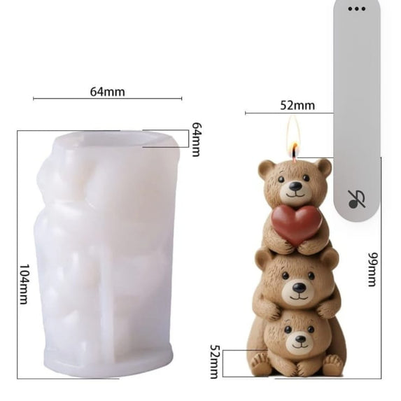 Stacking teddy bear candle mould -2