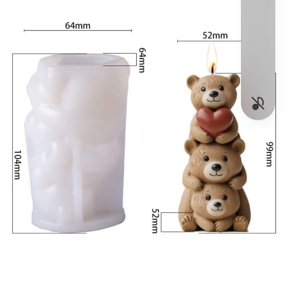 Stacking teddy bear candle mould -2