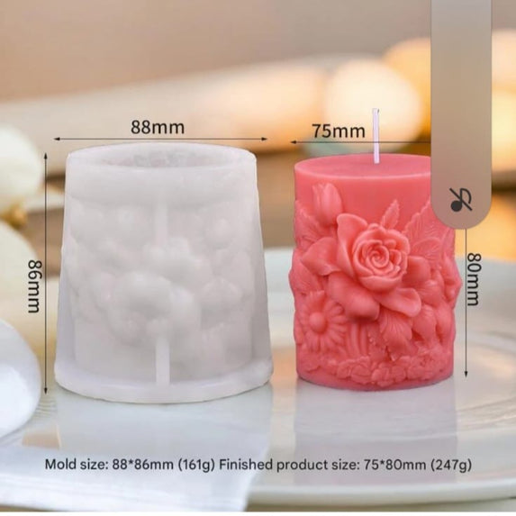 Rose pillar succulent flower candle mould-1