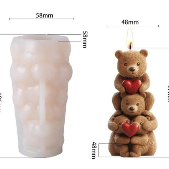 Stacking teddy bear candle mould -1