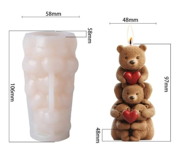 Stacking teddy bear candle mould -1
