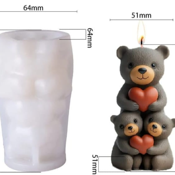 Stacking teddy bear candle mould-3
