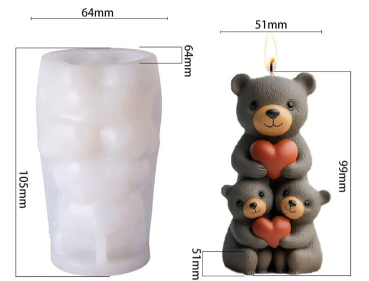 Stacking teddy bear candle mould-3