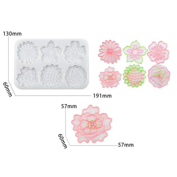 6 Cavity Floral Keychain & Pendant Mould